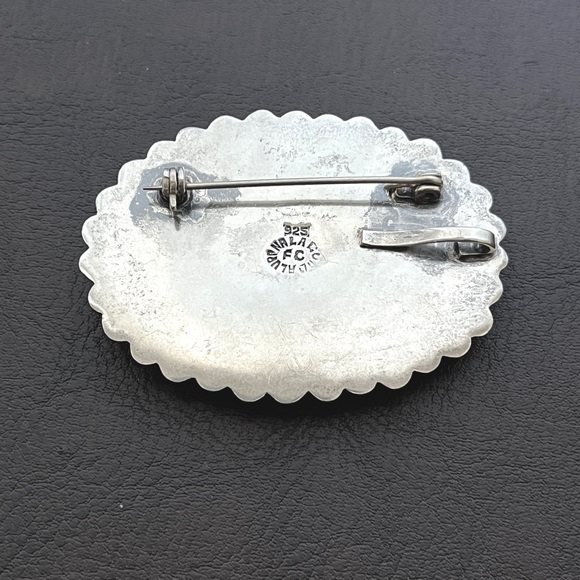 Vintage Mexican Large Sterling silver and leopard jasper pendant - Picture 8 of 10